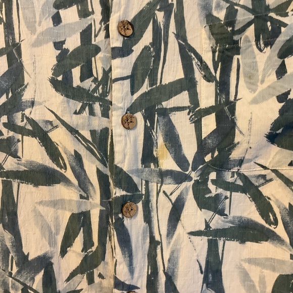 Pendleton XL Mens Bamboo Hawaiian Shirt Blue White Leaf Print Short Sleeve Aloha - Picture 3 of 9